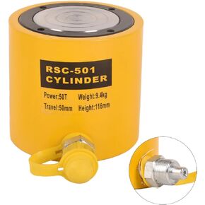 60T Hydraulic Cylinder Jack, 2" Stroke Hollow Single Acting Hydraulic Ram Jack Lifting Cylinder RCH-6050 Automatically Porta Power Jack for Shipbuilding, Machinery, Construction