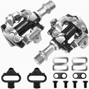 BUCKLOS SPD Clip Pedals MTB Mountain Bike Clipless Dual Sided Pedals - Road Bike Spin Bike Sealed Bearing Bicycle Clips in Pedal Compatible with Shimano SPD Cleats (9/16" Aluminum)