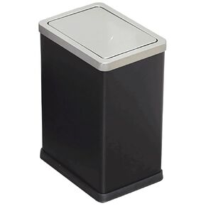 2.6 Gallon Small Office Bathroom Trash Can with Swing Lid,Living Room Bedroom Garbage can Wastebasket bin,Metal Decor Trash Can (Stainless Steel)
