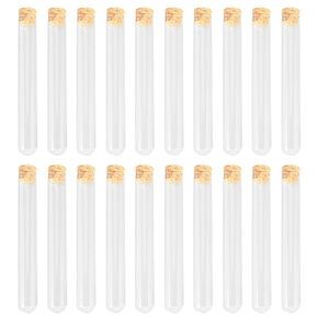 iplusmile 15pcs 25ml Glass Test Tubes, 18×180mm Clear Borosilicate Glass Test Tubes with Cork Stoppers for Scientific Experiments, Party Decorations, Bath Salt, Candy Storage