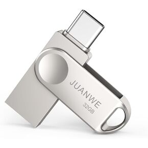 JUANWE 128GB USB C Flash Drive Dual USB 3.0 Flash Drive Type C + USB A Swivel Mini Thumb Drive Unique UDP-Tech Waterproof Jump Drive with Keyring Hole OTG Flash Drive for PC Smartphone Tablet Mac
