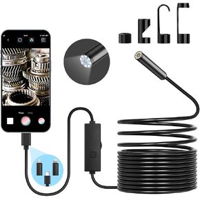 كاميرا المنظار مع الضوء، 1080P HD واي فاي كاميرا فحص الثعبان USB مقاومة للماء Ip67 نطاق الكاميرا مع 8 أضواء LED قابلة للتعديل للهواتف الذكية Android و iOS (9.84FT/3M) in Kuwait