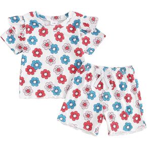 Summer Baby Girl Outfits Toddler Daisy Floral 2 Piece Set Infant T Shirt Shorts Matching Suit Newborn Cute Clothes
