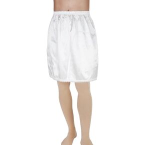 Vanrose Jan Satin Underskirt Half Slip with Lace Trim Elastic Waistband Silky Skirt