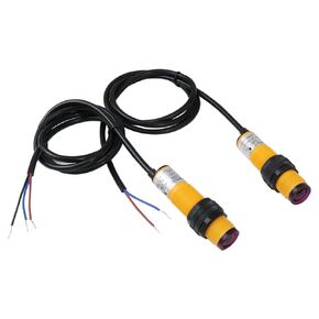 Photoelectric Switch Sensor,1 Pair M18 Through-Beam Reflection Optical Photoelectric Beam Sensor,NPN NO (Normally Open) 6-36VDC Photoelectric Switch Sensor