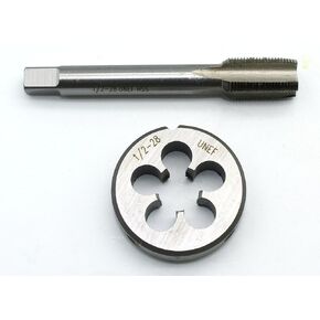 TEMO 5/8"-24 UNEF Tap and Die Set, High Speed Steel Machine Thread Tap and Round Die High Quality Right Hand Thread Tap Tool