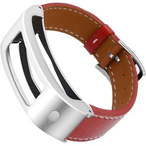 DuiGong Compatible with Garmin Vivofit 1/2 Bands Replacement, Leather Strap with Silver Stainless Steel Hardware - S/M & M/L (Black)