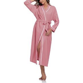 EA'S SECRET 100% Cotton Robes for Women Lightweight Long Kimono Bathrobe Soft Ladies Loungewear with Pockets