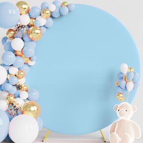 Wokceer 7.2FT Round Backdrop Cover Round Arch Covers Sage Green Spandex Circle Balloon Arch Backdrop Cover for Wedding Birthday Party Baby Bridal Shower Decor