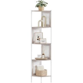حامل رف زاوية من 5 طبقات من VASAGLE، رف كتب زاوية بوهو مع جوانب بوليراتان، حامل نباتي لغرفة المعيشة وغرفة النوم والمطبخ والدراسة، بيج بلوط ULLS588Y57 in Kuwait