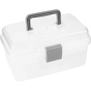 Tosnail 10-Inch 2 Layers Clear Plastic Craft Organizer Box Storage Container for Sewing, Painting, Arts