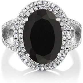 Gem Stone King 925 Sterling Silver 14X10MM Oval Gemstone Birthstone Ring For Women | Wedding Engagement Anniversary Promise Ring For Women | Available In Size 5, 6, 7, 8, 9