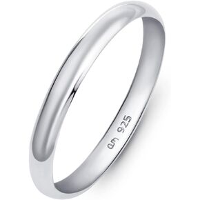 Amberta Women 925 Sterling Silver Wedding Band Ring