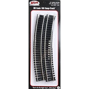 Code 100 Nickel Silver 22" Radius Snap-Track (6/Bx) HO Scale Atlas Trains