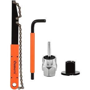 Oumers Bike Cassette Removal Tool, Cassette Freewheel Removal Tool with Chain Whip and Auxiliary Wrench Bicycle Cassette Lock Ring Removal, Freewheel Remover Wrench Sprocket Remover