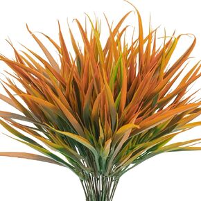 Uieke 28 Bundles Artificial Outdoor Plants UV Resistant Fake Grass Plants Faux Plastic Plants Greenery Shrubs for Home Garden Pathway Window Box Front Porch Cemetery Fall Decor, Autumn Red in Kuwait
