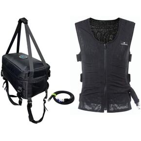 Motorcyclist ICE Chest Solo Cooling System Includes a Tubing-Lined Cooling Vest