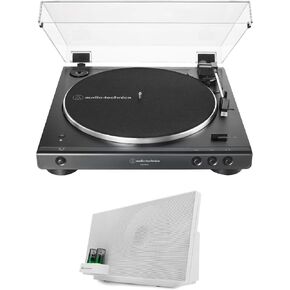 Audio-Technica AT-LP60XBT-BK Fully Automatic Bluetooth Belt-Drive Turntable Bundle with Hyperion Vacuum Tube Bluetooth 5.0 Speaker System (2 Items) in Kuwait