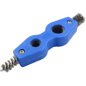 1 Pcs 4-in-1 Copper Tubing Brush Copper Pipe Cleaner Tool Steel Bristles Deburring Brush Cleans Inside and Outside Wire Brush for Plumbing Installation Soldering Copper Pipes Brazing(Yellow)