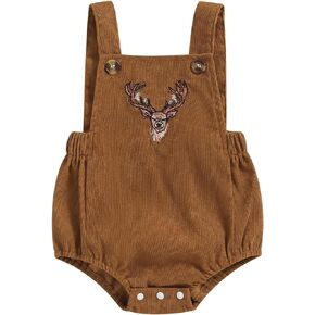 Infant Baby Boy Girl Mallard Duck Corduroy Overalls Romper Embroidery Duck Sleeveless Bodysuit Hunting Baby Clothes