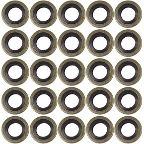 X AUTOHAUX 25pcs M10 Bronze Tone Car Engine Oil Drain Crush Flat Bonded Washer Gaskets