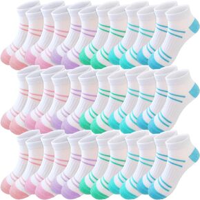 Girls Socks 18 Pairs Kids Ankle Socks for Girls Cotton Sports Low Cut Athletic Socks