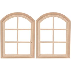 Dollhouse Wooden Window, 1/12 Scale Miniature Arched Dollhouse Window House Model Accessories Golfclubcover Simulation Furniture