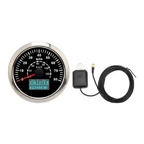 Acouto GPS Speedometer Stainless Steel ABS 85mm Universal GPS Speedometer Gauge Waterproof Odometer 80MPH 120KM/H with Colorful Backlight for Car Boat RV Yacht(Black)