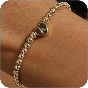 Gold Initial Beaded Bracelets for Women Dainty Gold Charm Letter Bracelet Personalized Name Bracelet Friendship Birthday Gifts for Women