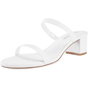Shoe'N Tale Women's Two-Strap Chunky Block Heels Open Round Toe Sandals Dress Pumps Mules Shoes
