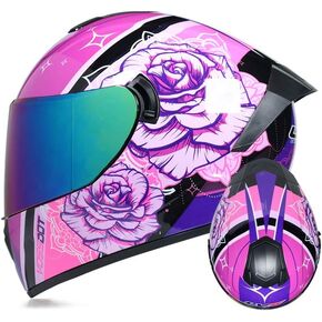 Full Face Motorcycle Helmet DOT Approved Motorbike Moped Street Bike Racing Crash Helmet, Men and Women