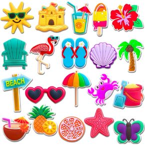 20Pcs Summer Shoe Charms for Clog Slides Sandals, Hawaii Tropical Beach Shoe Accessories for Women Adults Party Favor