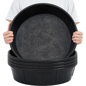 Sadnyy 5 Pcs Rubber Feed Pan 3 Gallon Rubber Tub Large Utility Feed Bucket for Dogs Goats Horses Chicken Dust Bath Container Animal Feeding, 17.1 x 4.3 Inch