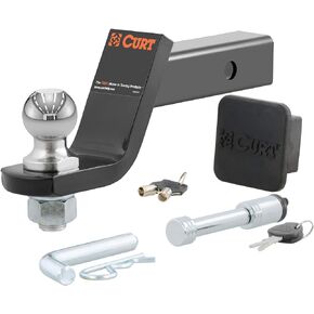 CURT 45554 Trailer Hitch Mount, 2-Inch Ball, Lock, Fits 2-In Receiver, 7,500 lbs, 4" Drop, Cap , black
