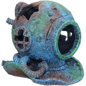 Aquarium Sunken Submarine Helmet Decorations - Realistic Vintage Noah's Ark Shipwreck Fish Tank Decorations,Durable Resin Fish Tank Ship Accessories Decorations