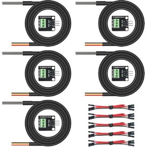 AITRIP 5 حزمة 2 قطعة DS18B20 مجموعة وحدة استشعار درجة الحرارة مع مسبار مقاوم للماء من الفولاذ المقاوم للصدأ لـ Raspberry Pi in Kuwait