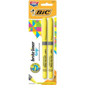 BIC 2-Pack Brite Highlighter, Yellow, 1 Count (Pack of 2)