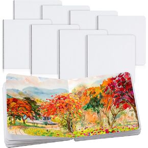 Tenceur 8 قطع دفتر رسم صغير بألوان مائية مقاس 3.9 × 3.9 بوصة دفتر ملاحظات ورقي بألوان مائية محمول ومجلة فنية للسفر للرسامين ذوي الخبرة واللوازم الفنية للمبتدئين (متعدد الألوان)