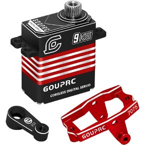 All Metal Coreless Motor Servo 9kg High Torque Micro Servo with Servo Mount Bracket and Arm and for 1/18 TRX4M Servo RC Car Upgrade Parts (Red)