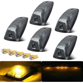 LED Cab Roof Lights Smoke Lens Amber Marker Lights Compatible For 1988-2002 C/K C1500 C2500 C3500 K1500 K2500 K3500 Pickup Truck Waterproof IP67(Qty:5)
