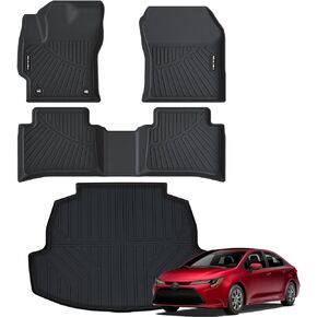 Floor Mats & Cargo Liner for 2020 2021 2022 2023 2024 Toyota Corolla/Corolla Hybrid Sedan (Not for Hatchback) All Weather Protection TPE Rubber Full Set Automotive Accessories, Black