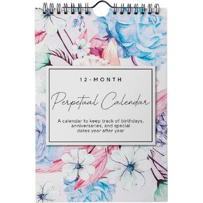 Perpetual Floral Wall Calendar for Birthdays and Anniversaries -12 Months - Dates to Remember Book - Journal for Important & Special Days - Wall Hanging Date Organizer 6 x 9 inches