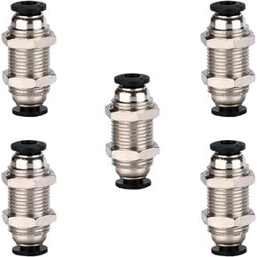 2Pcs Pneumatic Bulkhead Union 1/2" x 1/2" Tube OD Push to Connect Tube Fitting, PMM-1/2 Pneumatic Quick Connect Air Fitting
