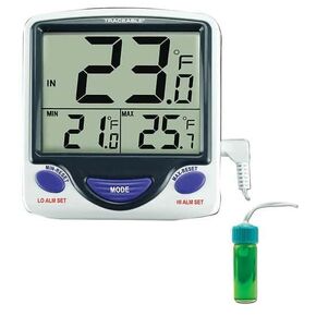 Traceable Calibrated Jumbo Fridge/Freezer Digital Thermometer; 1 5-mL Bottle Probe