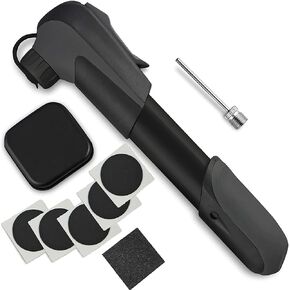 MMOBIEL Bike Pump - Presta & Schräder Valve Mini Bike Tire Pump - 120 PSI for Bike, Racing/MTB Incl. & Glueless Puncture Kit
