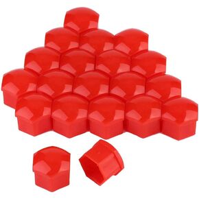POCREATION 20PCS Wheel Lug Nut Cover, 20pcs 21mm Nut Car Wheel Auto Hub Screw Protection Anti Theft Cover Cap Car Wheel Bolt Dust Cap(Red)
