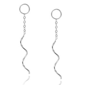 Spiral Dangle Earrings 925 Sterling Silver Long Tassel Chain Threader Earrings Hypoallergenic Jewelry for Women Girls Jewelry Gifts (gold)