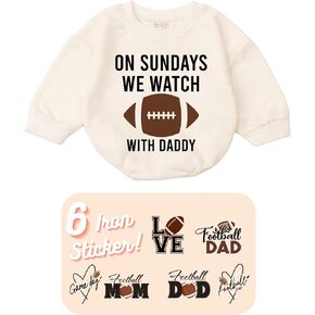 On Sundays We Watch Football with Daddy - One Year Old 1st 6-12 Months Bubble Baby Romp Gifts Newborn Toddler Infant