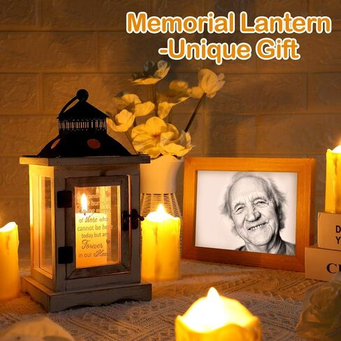 Memorial Lantern with Candle Wedding Wooden Decorations for Reception Wedding Signs Memorial Bereavement Gifts for Loss of Loved One Mother Father in Saudi Arabia