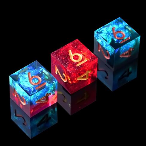 YEMEKO Beholder'S Eye Light Up D20 Dice-Dragon Eye Liquid Core 33 مم كبير ذو حافة حادة واحدة، نرد مصنوع يدويًا لألعاب الزنزانات والتنينات Ttrpg، ألعاب لعب الأدوار D&D (D20-Dragon Eye) in Saudi Arabia